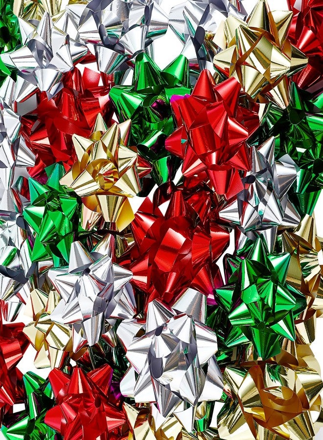Dyrfolm 40 Pcs Christmas Gift Bow Assortment,Self Adhesive Gift Bows,Red,Green,Gold,Silver Christmas Bow for Wrapping,Holiday Bow for Birthday,Wedding,Bridal Showers(2 Sizes: 3.5 Inches + 4.5 Inches) - Image 1